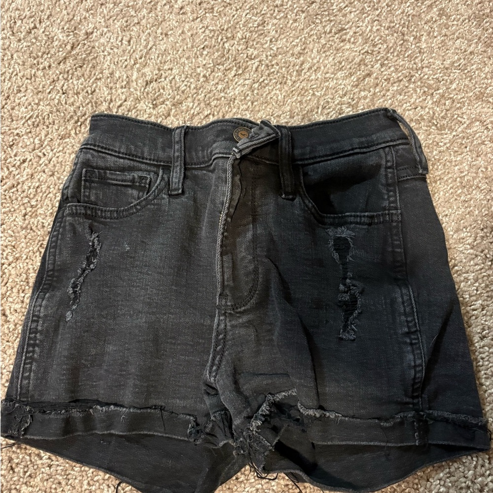 Hollister Black Distressed Jean Shorts